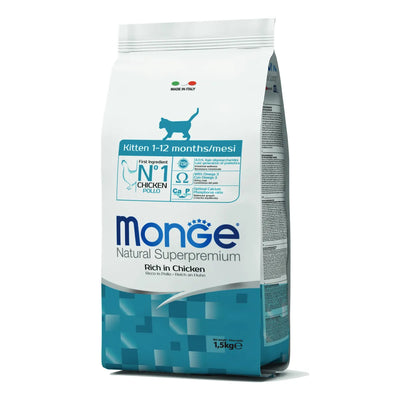 MONGE NATURAL SUPERPREMIUM  KITTEN CON  POLLO 1,5 KG.