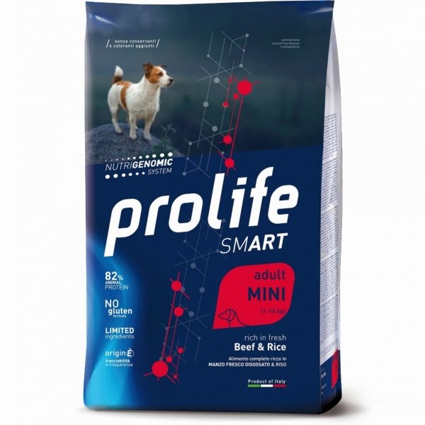 PROLIFE MINI ADULT RICCO DI MANZO E RISO 7 KG.
