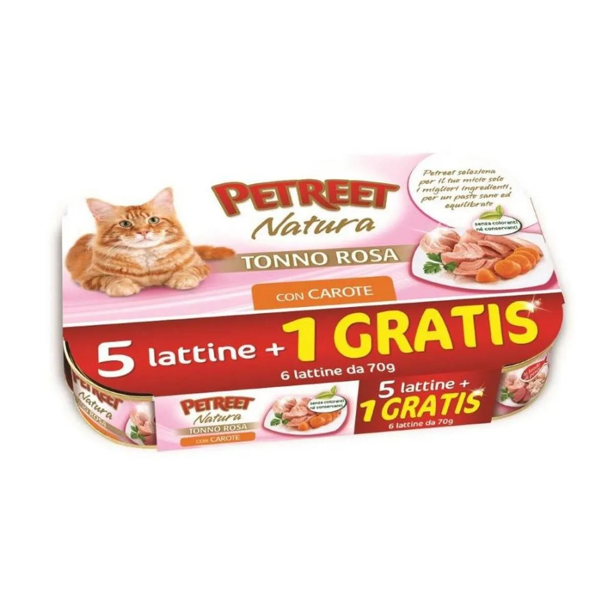 PETREET ADULT TONNO ROSA TONNO CON CAROTE  6 X 70 GR