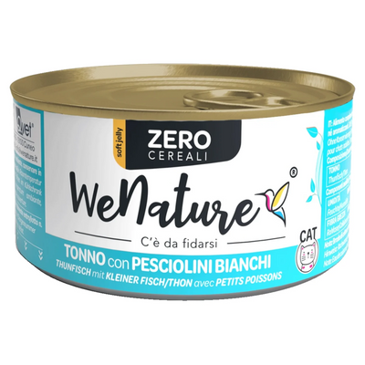 WE NATURE ZERO CEREALI  TONNO CON  PESCIOLINI BIANCHI  85 GR