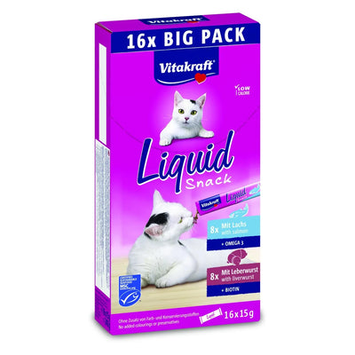 VITRAKRAFT LUQUID SNACK 16 X 15 GR  8 PZ SALMONE 8 PZ CON SALSICCIA DI FEGATO