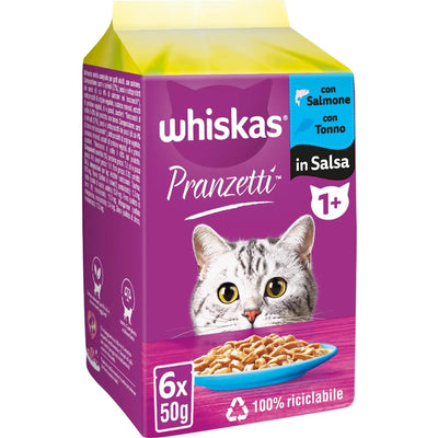 WHISKAS PRANZETTI 6 X 50 GR CON POLLO E TONNO IN SALSA