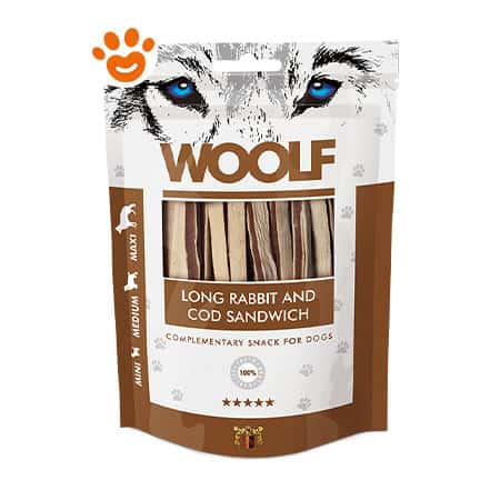 WOOLF SNACK SANDWICH LUNGO DI CONIGLIO E MERLUZZO 100 GR