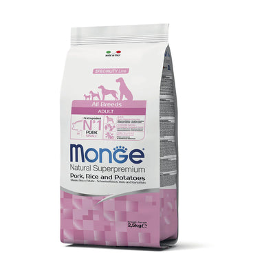 MONGE NATURAL SUPERPREMIUM ADULT ALL BREEDS CON MAIALE E RISO 12 KG.