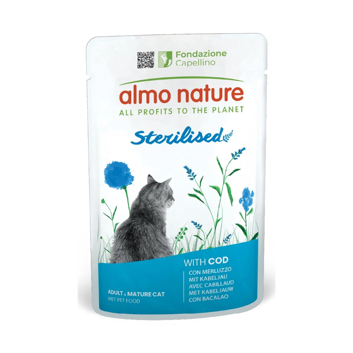 ALMO NATURE HOLISTIC STERILIZZATO CON MERLUZZO 70 GR