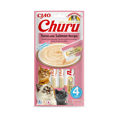 CHURU SNACK GATTO CREMOSO CON TONNO E SALMONE 4 X 14 GR