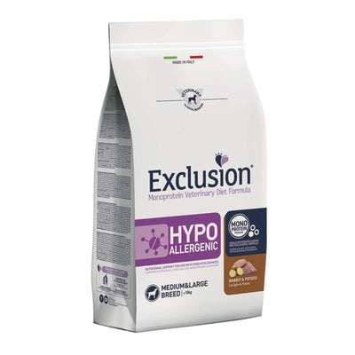 EXCLUSION HYPO MEDIUM&LARGE ADULT CON CONIGLIO E PATATE 2 KG.