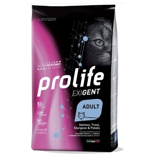 PROLIFE EXIGENT GATTO ADULT CON SALMONE TROTA E STORIONE 7 KG.