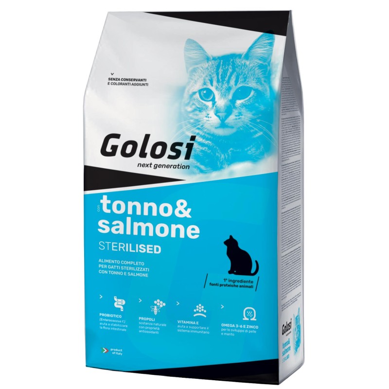 GOLOSI STERILISED CON TONNO E SALMONE  1,5 KG