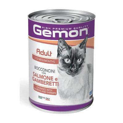 GEMON ADULT  GATTO BOCCONCINI CON SALMONE E GAMBERETTI 415 GR