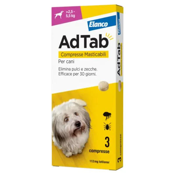 AD TAB COMPRESSE MASTICABILI PER CANI DA 112 MG DA 2,5-5,5 KG 38,60.