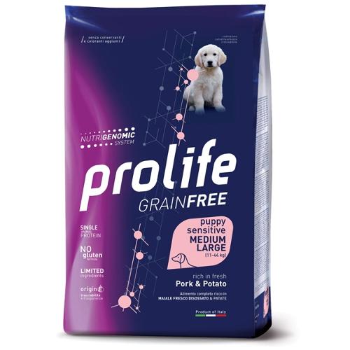 PROLIFE GRAIN  FREE PUPPY MEDIUM LARGE RICCO IN MAIALE E PATATE 10  KG.