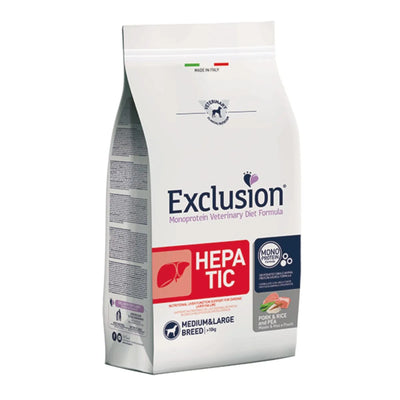 EXCLUSION HEPATIC MEDIUM&LARGE CON MAIALE E RISO E PISELLI 12 KG.