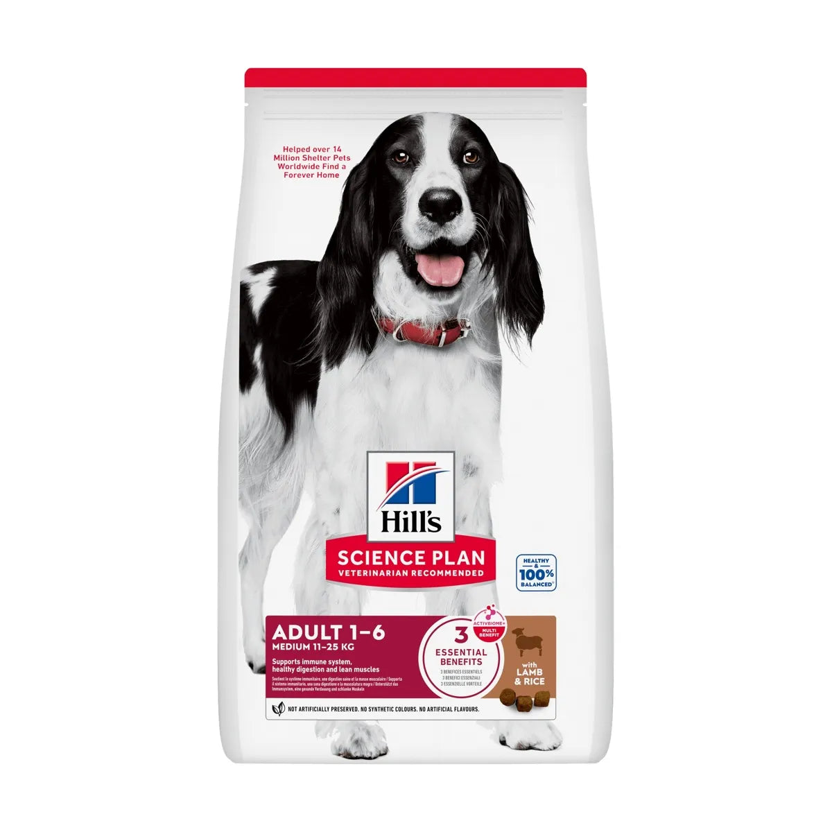 HILL'S ADULT 1-6 KG MEDIUM 11-25 KG  CON AGNELLO E RISO KG  2,5