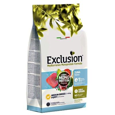 EXCLUSION NOBLE GRAIN MEDIUM BREED PUPPY CON TONNO 3 KG.