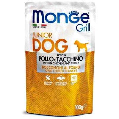 MONGE GRILL DOG  RICCO IN POLLO E TACCHINO 100 GR.