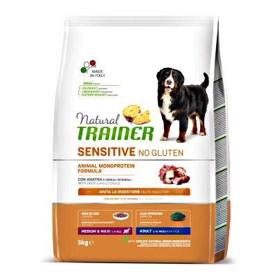 NATURAL TRAINER CON ANATRA E CEREALI INTEGRALI MEDIUM&MAX  ADULT 3 KG.