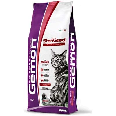 GEMON GATTO STERILIZZATO CON MANZO   7 KG