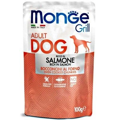 MONGE GRILL ADULT GRAIN FREE BOCCONCINI CON  SALMONE 100 GR.