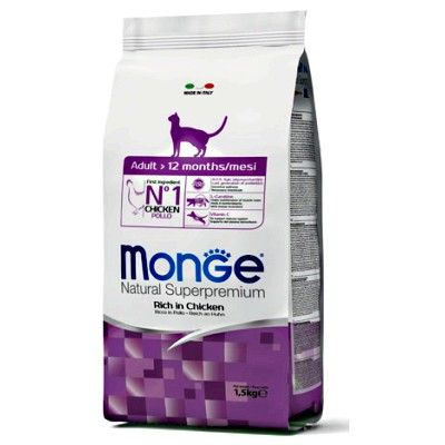 MONGE NATURAL SUPERPREMIUM ADULT RICCO IN POLLO 1,5 KG.