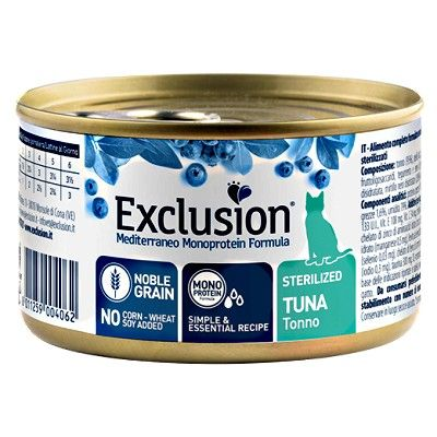 EXCLUSION CAT STERILIZZATO CON TONNO 85 GR.