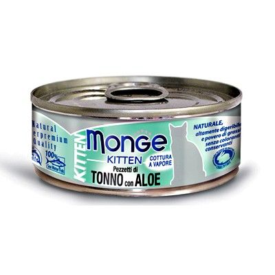 MONGE NATURAL KITTEN   CON TONNO E ALOE IN JELLY 80 GR.