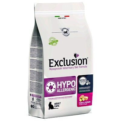 EXCLUSION HYPOALLERGENIC  GATTO ADULT  MAIALE E PATATE 300 GR.