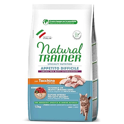 NATURAL TRAINER CAT ADULT APPETITO DIFFICILE CON TACCHINO 1,5 KG