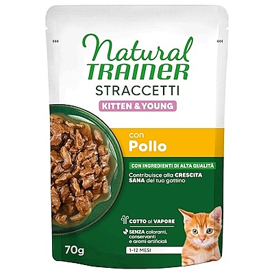 NATURAL TRAINER CAT STRACCETTI KITTEN CON POLLO 85 GR