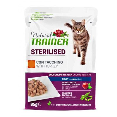 NATURAL TRAINER CAT ADULT  BUSTINE STERILIZZATO CON TACCHINO 85 GR.