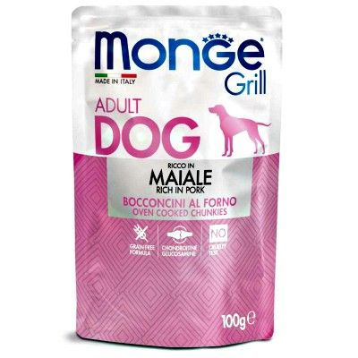 MONGE GRILL ADULT GRAIN FREE BOCCONCINI CON  MAIALE 100 GR.