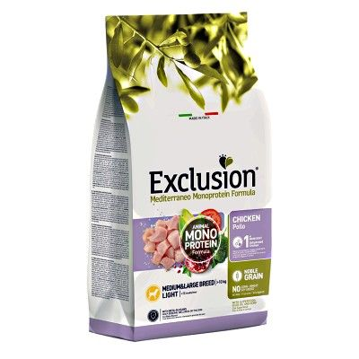EXCLUSION NOBLE GRAIN MEDIUM&LARGE BREED LIGHT CON POLLO 3 KG.