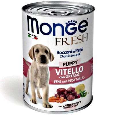 MONGE FRESH PUPPY 400 GR BOCCONI IN PATE'  VITELLO CON ORTAGGI