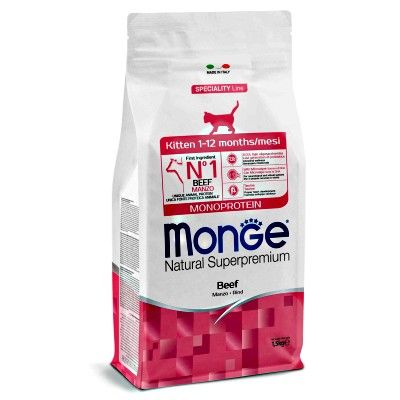 MONGE NATURAL SUPERPREMIUM  KITTEN CON  MANZO 1,5 KG.