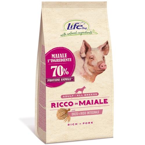 LIFE DOG NATURAL ADULT CON  MAIALE 12 KG