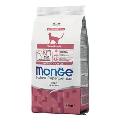 MONGE NATURAL SUPERPREMIUM GATTO STERILIZZATO CON  MANZO 1,5 KG.
