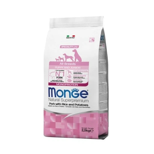 MONGE NATURAL SUPERPREMIUM PUPPY&JUNIOR CON MAIALE 12 KG.