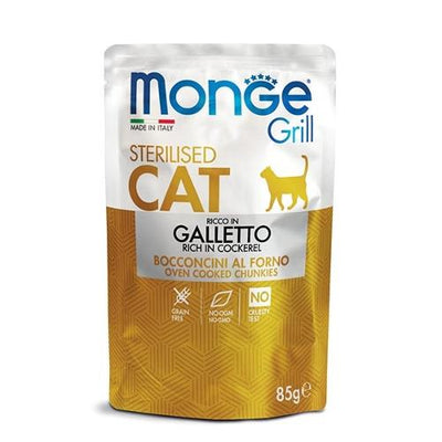 MONGE GRILL STERILIZZATO BOCCONCINI AL FORNO  RICCO IN GALETTO 85 GR.
