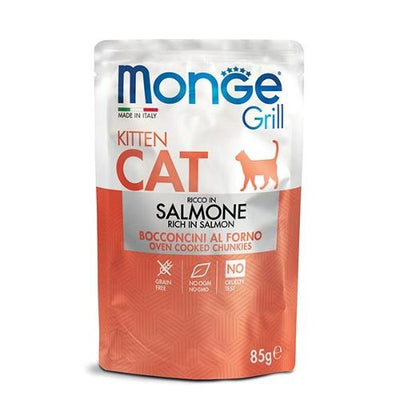MONGE GRILL KITTEN BOCCONCINI IN JELLY RICCO DI SALMONE 85 GR.