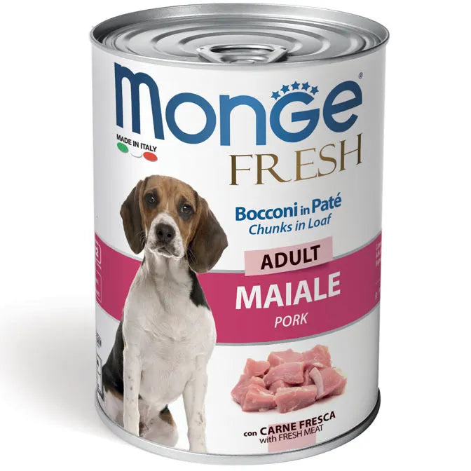 MONGE FRESH BOCCONI IN PATE' ADULT CON  MAIALE 400 GR.