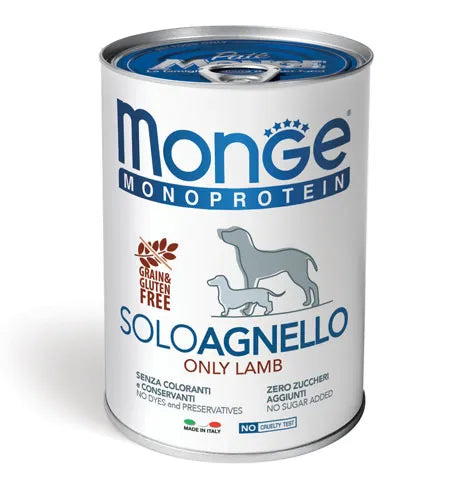 MONGE SOLO MONOPROTEICO CON   AGNELLO 400 GR.