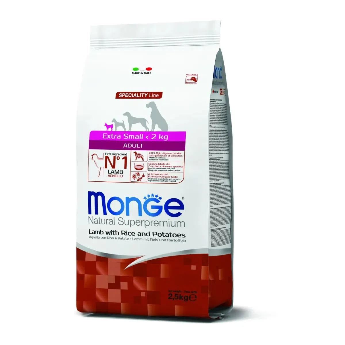 MONGE EXTRA NATURAL SUPERPREMIUM SMALL CON AGNELLO  KG 2,5.