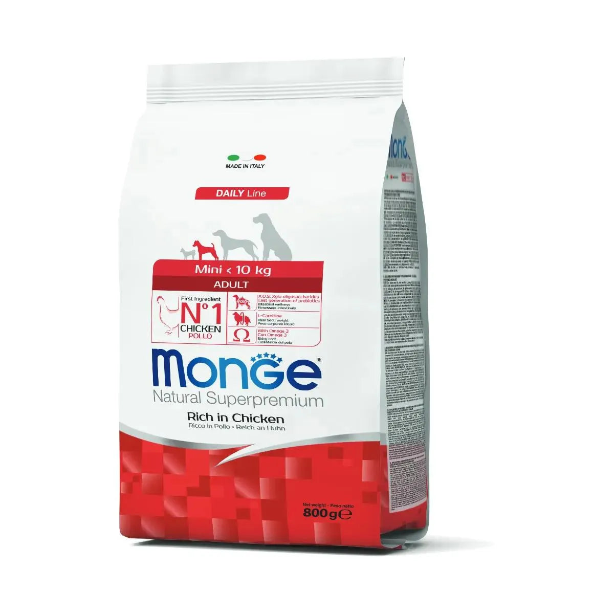 MONGE NATURAL SUPERPREMIUM  MINI ADULT RICCO IN POLLO 800 GR.