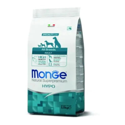 MONGE NATURAL SUPERPREMIUM ALL BREEDS ADULT HIPOALLERGENICO CON SALMONE E TONNO 12 KG.