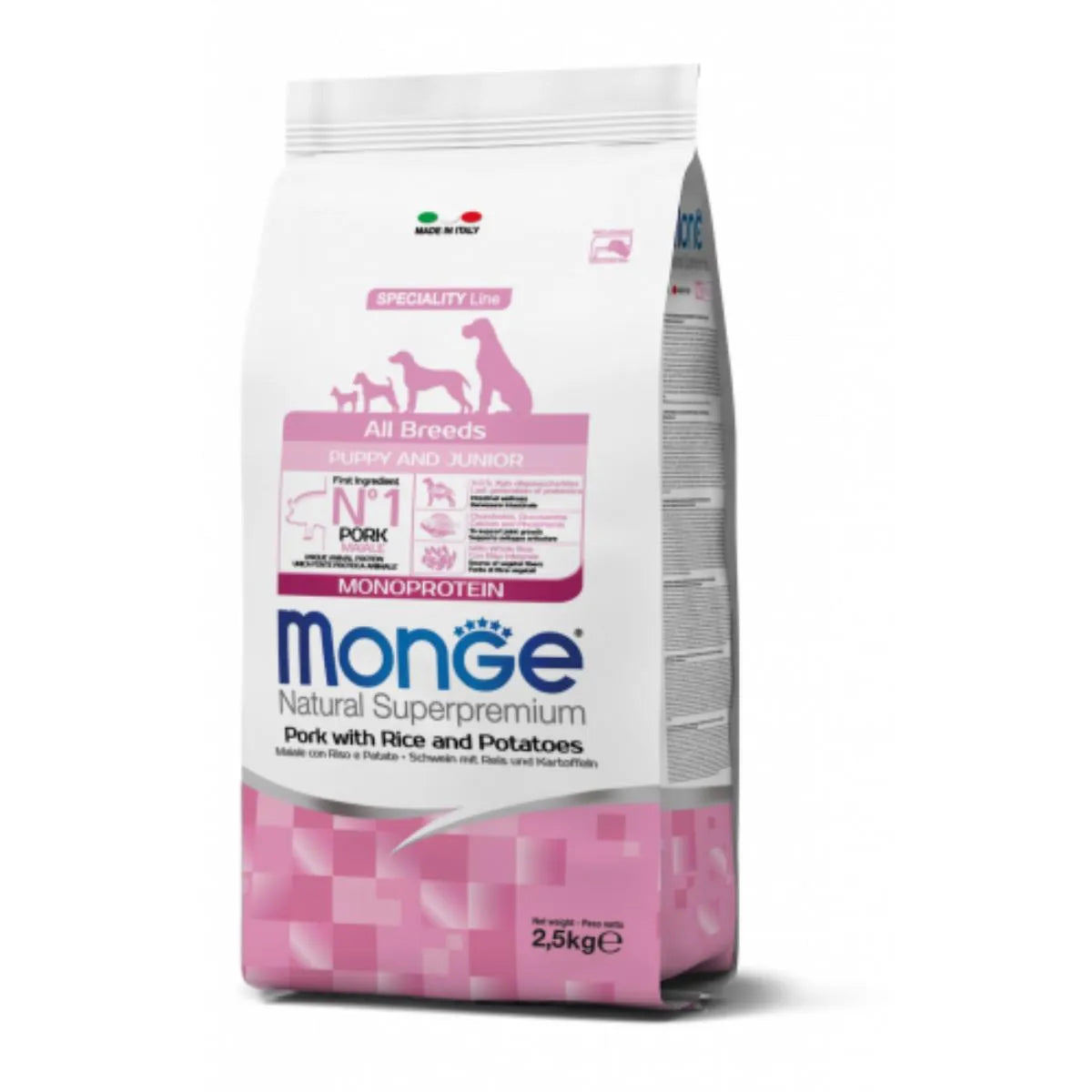 MONGE NATURAL SUPERPREMIUM ALL BREED PUPPY  CON MAIALE E RISO 2.5 KG.