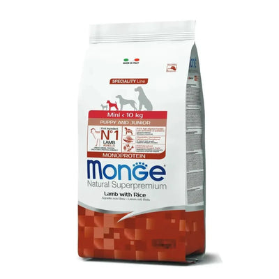 MONGE NATURAL SUPERPREMIUM MINI PUPPY CON AGNELLO E RISO 7.5 KG.