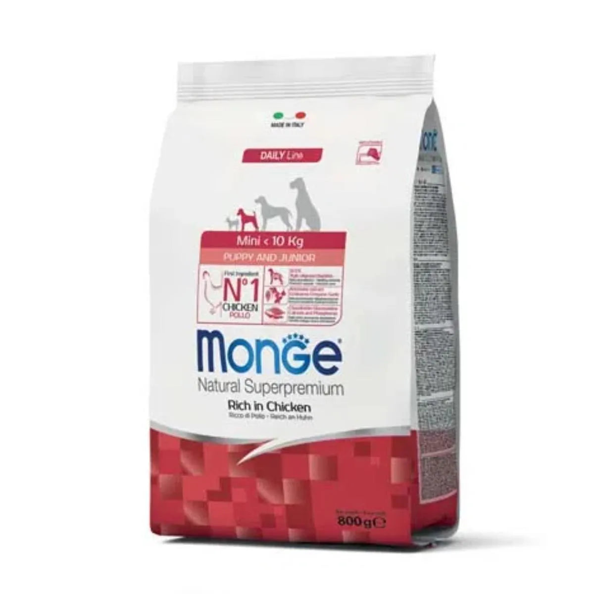 MONGE NATURAL SUPERPREMIUM MINI PUPPY RICCO IN  POLLO 800 GR.
