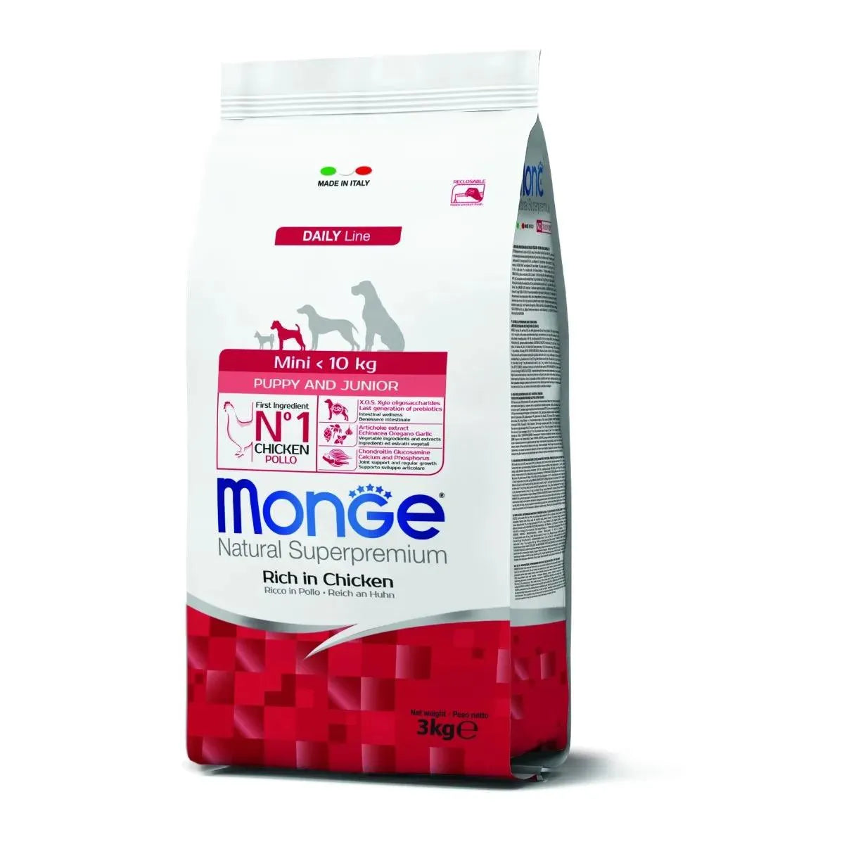 MONGE NATURAL SUPERPREMIUM MINI PUPPY RICCO IN  POLLO 3 KG.