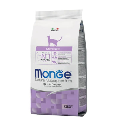 MONGE NATURAL SUPERPREMIUM ADULT  STERILIZZATO CON POLLO 1,5 KG.