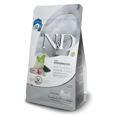 FARMINIA N&D WHITE ADULT MINI CON SPIGOLA,SPIRULINA E FINOCCHIO 2 KG